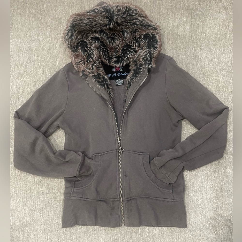 Faux fur zip hoodie